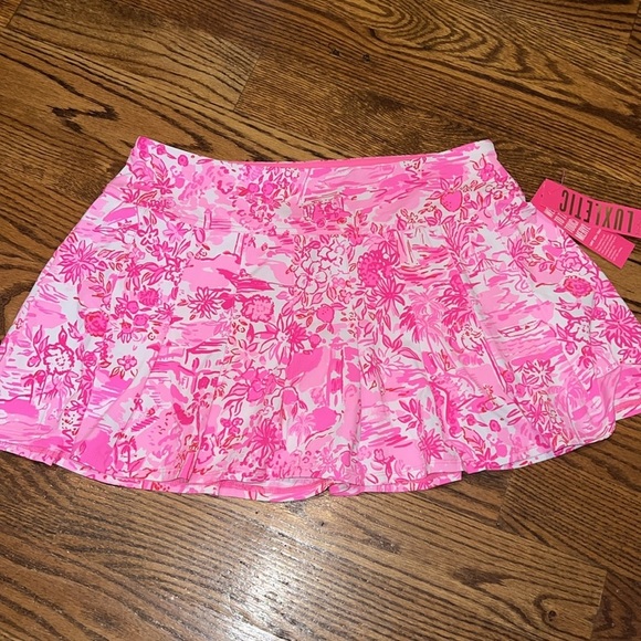 Lilly Pulitzer UPF 50+ Luxletic Annora Skort Peony Pink Seaside Scene large NWT - Picture 6 of 11